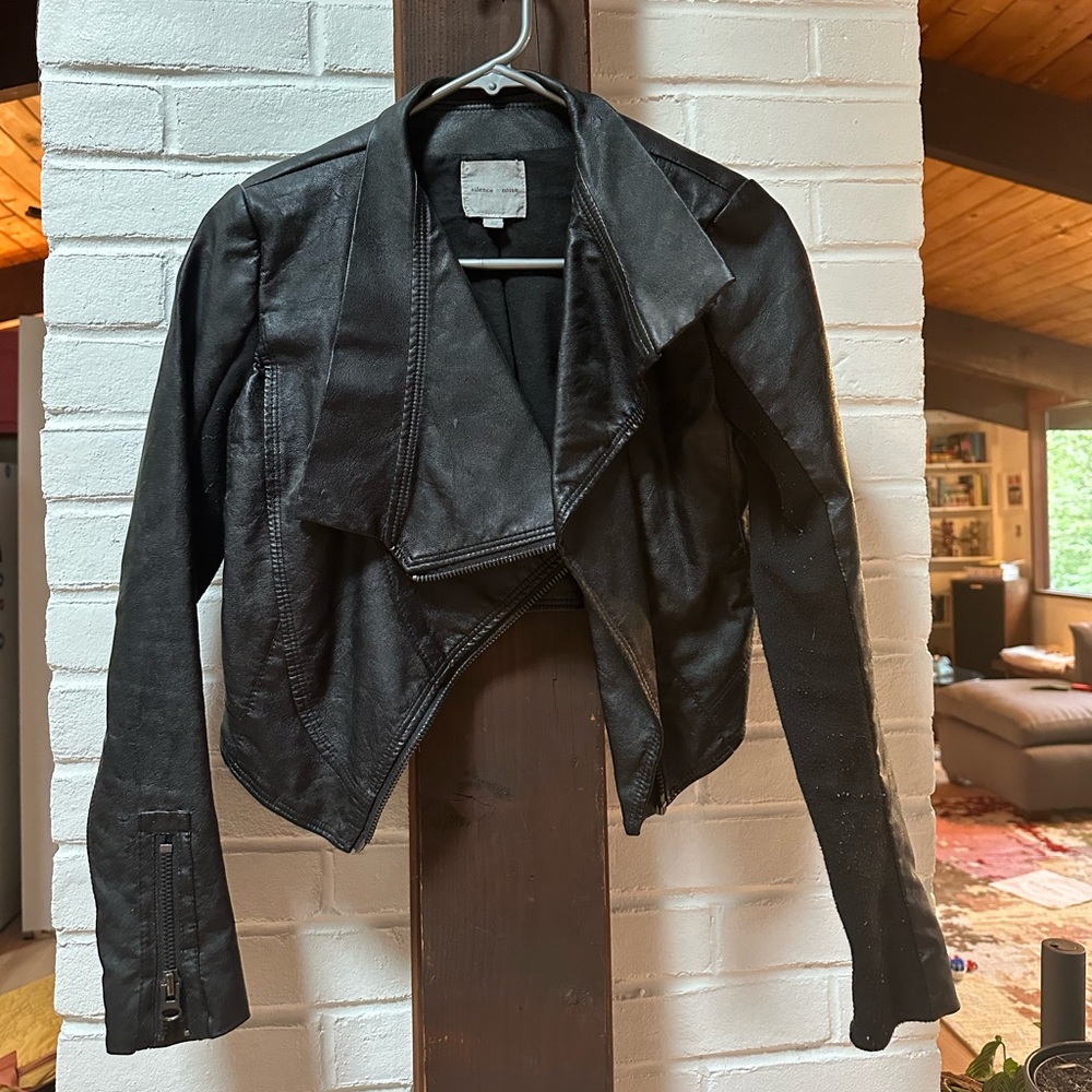 Silence + Noise Asymmetrical Black Leather Jacket